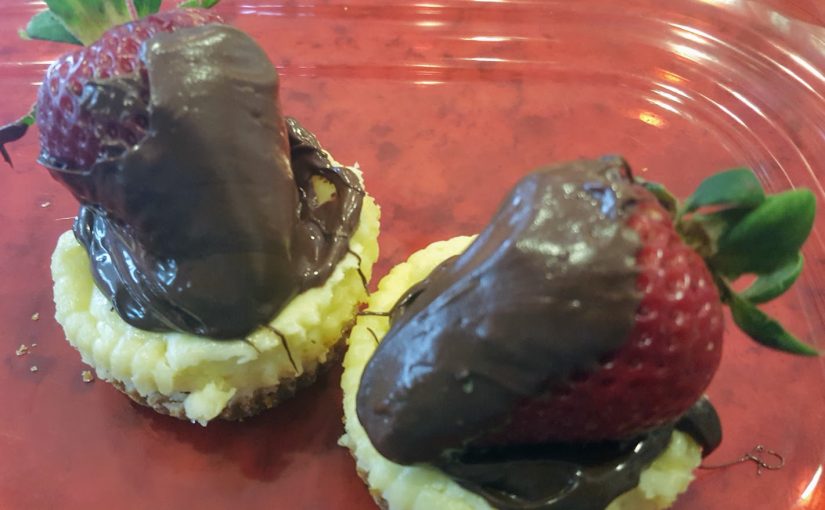 Chocolate Strawberry Topped Mini Cheesecakes